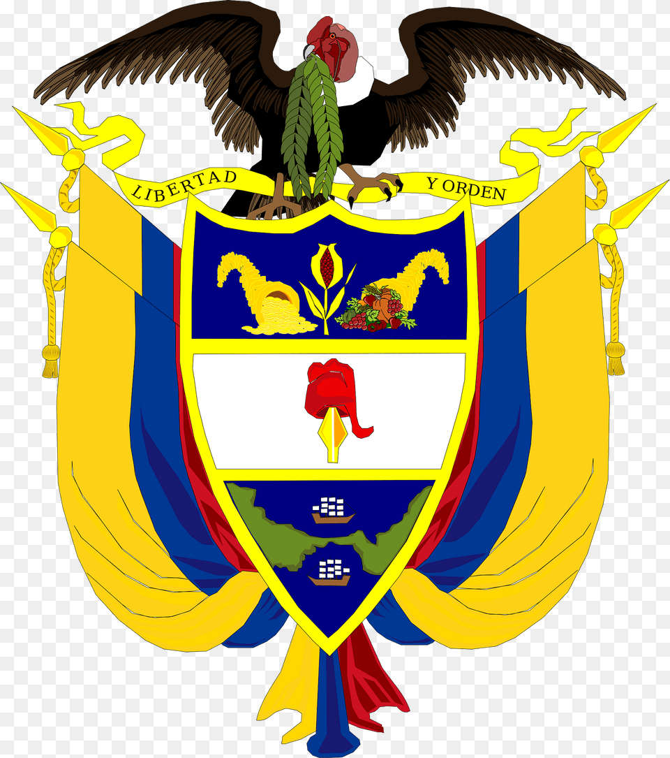 Coat Of Arms Of Colombia 3 Clipart, Emblem, Symbol, Animal, Bird Png