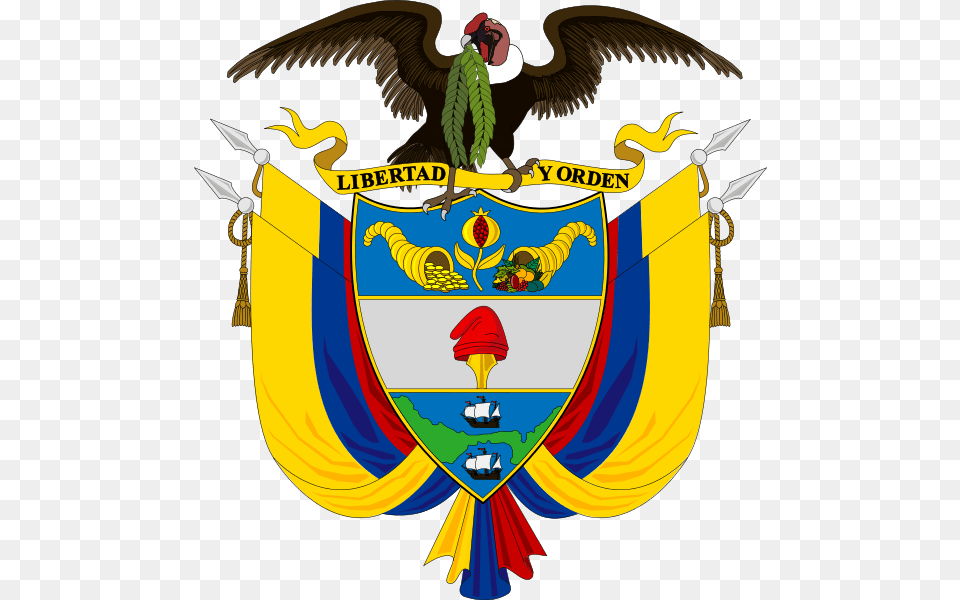 Coat Of Arms Of Colombia Colombia Coat Of Arms, Emblem, Symbol, Animal, Bird Free Png