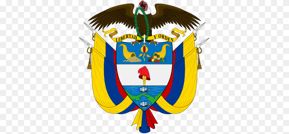 Coat Of Arms Of Colombia Includes A Phrygian Cap As Colombia Coat Of Arms, Emblem, Symbol, Animal, Bird Free Png