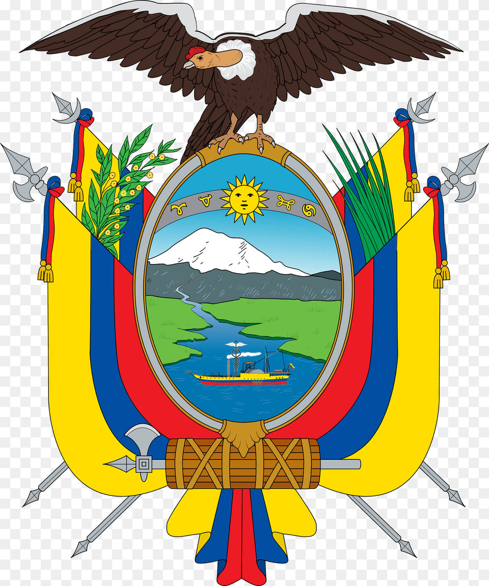 Coat Of Arms Of Ecuador Clipart, Emblem, Symbol, Animal, Bird Png