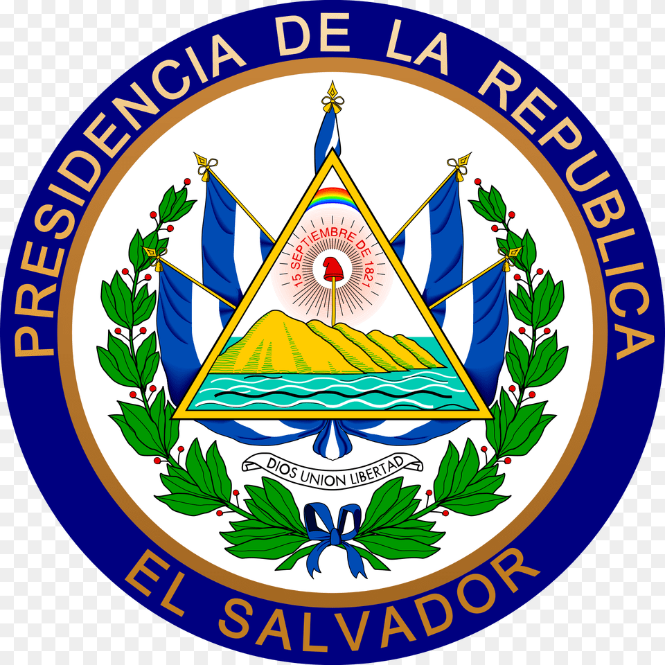 Coat Of Arms Of El Salvador, Badge, Emblem, Logo, Symbol Free Png Download