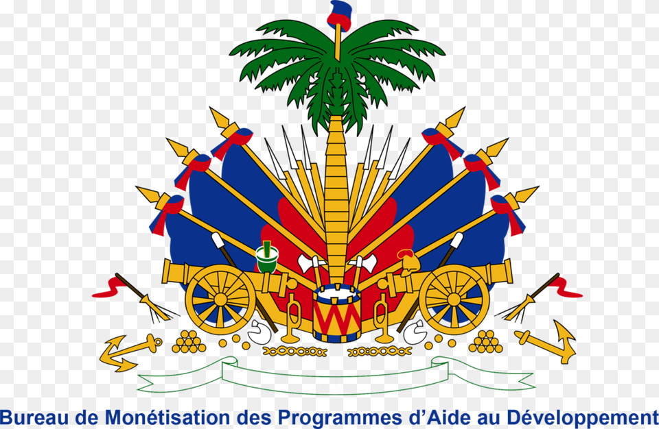 Coat Of Arms Of Haiti Svg Copy Haiti Coat Of Arms Black And White, Emblem, Symbol, Machine, Wheel Free Png Download