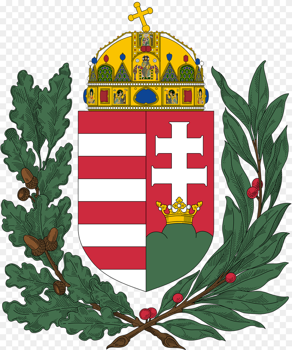 Coat Of Arms Of Hungary 1915 1918 1919 1946 Oak And Olive Branches Clipart, Person Png Image