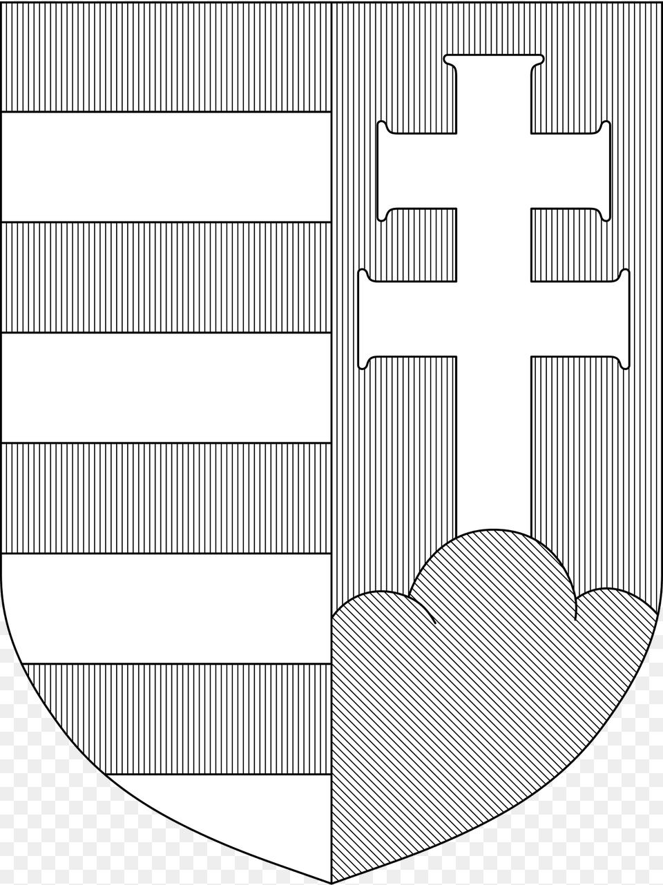 Coat Of Arms Of Hungary 1918 1919 Monochrome Clipart, Armor, Shield Free Transparent Png