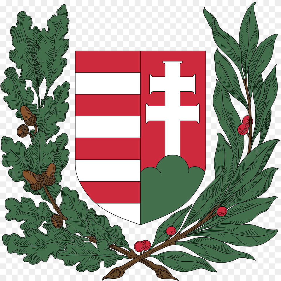 Coat Of Arms Of Hungary 1918 1919 Oak And Olive Branches Clipart, First Aid, Armor Free Transparent Png