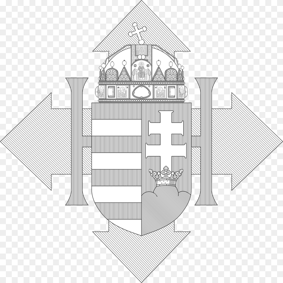 Coat Of Arms Of Hungary 1945 Monochrome Clipart, Logo, Symbol Png Image