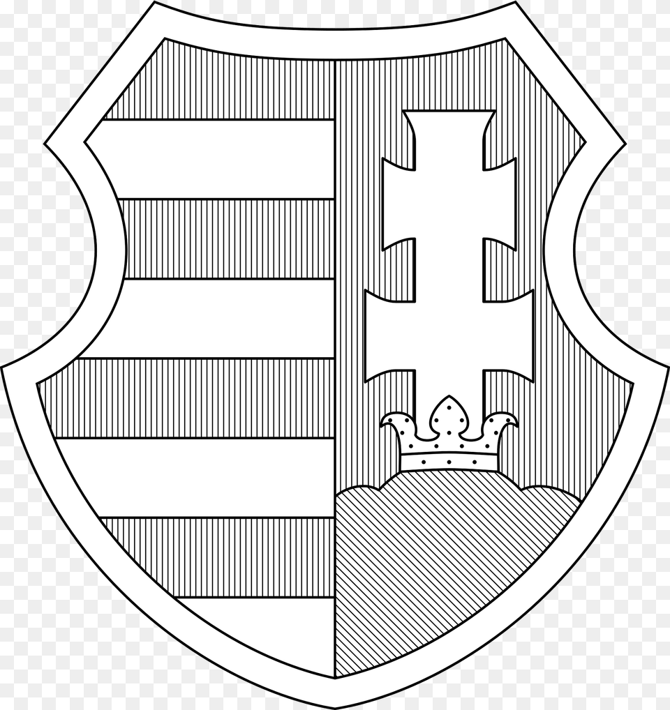 Coat Of Arms Of Hungary 1946 1949 1956 1957 Monochrome Clipart, Armor, Shield Free Png Download