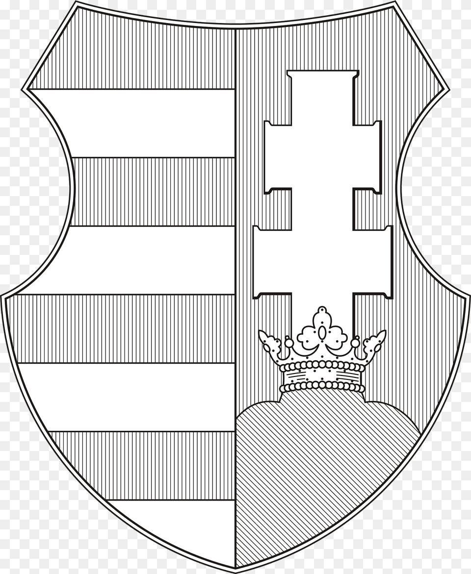 Coat Of Arms Of Hungary 1946 1949 Monochrome Clipart, Armor, Shield Free Transparent Png