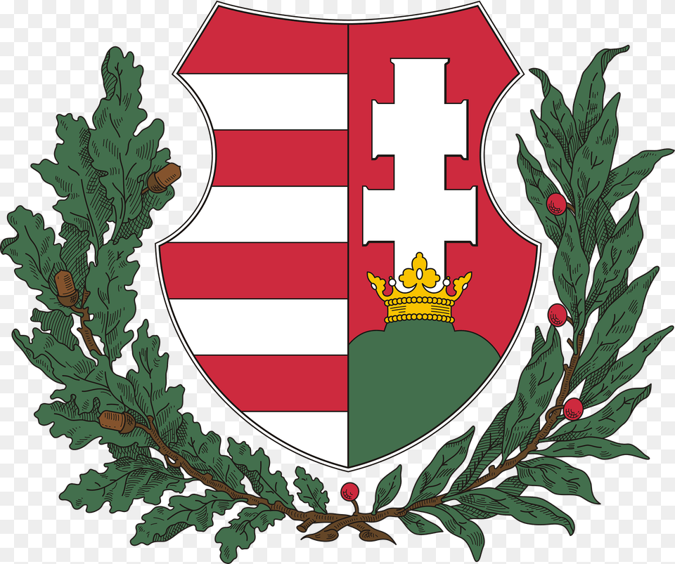 Coat Of Arms Of Hungary 1946 1949 Oak And Olive Branches Clipart, Armor, Shield, First Aid Free Transparent Png