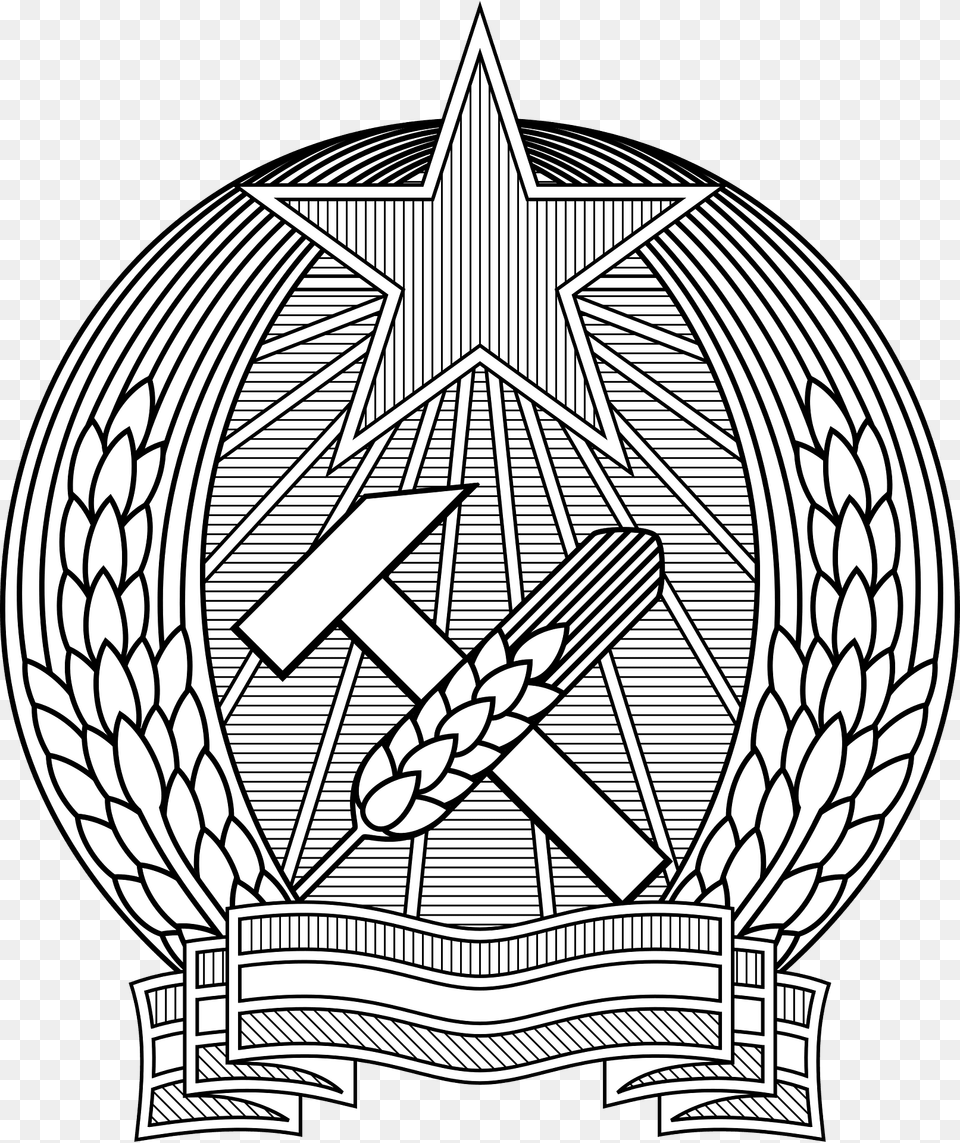 Coat Of Arms Of Hungary 1949 1956 Monochrome Clipart, Emblem, Symbol, Logo, Star Symbol Free Transparent Png