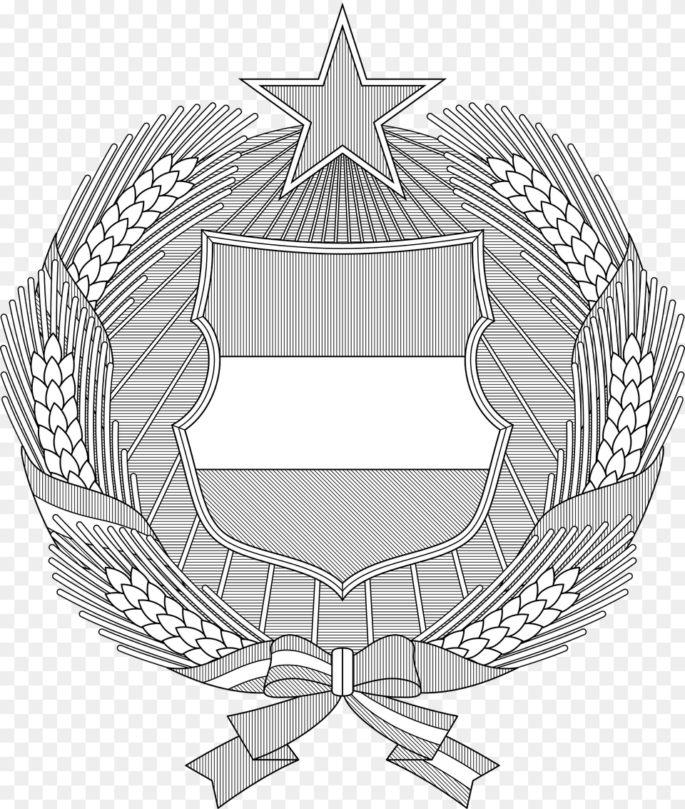 Coat Of Arms Of Hungary 1957 1990 Monochrome Clipart, Emblem, Symbol, Adult, Male Free Png Download