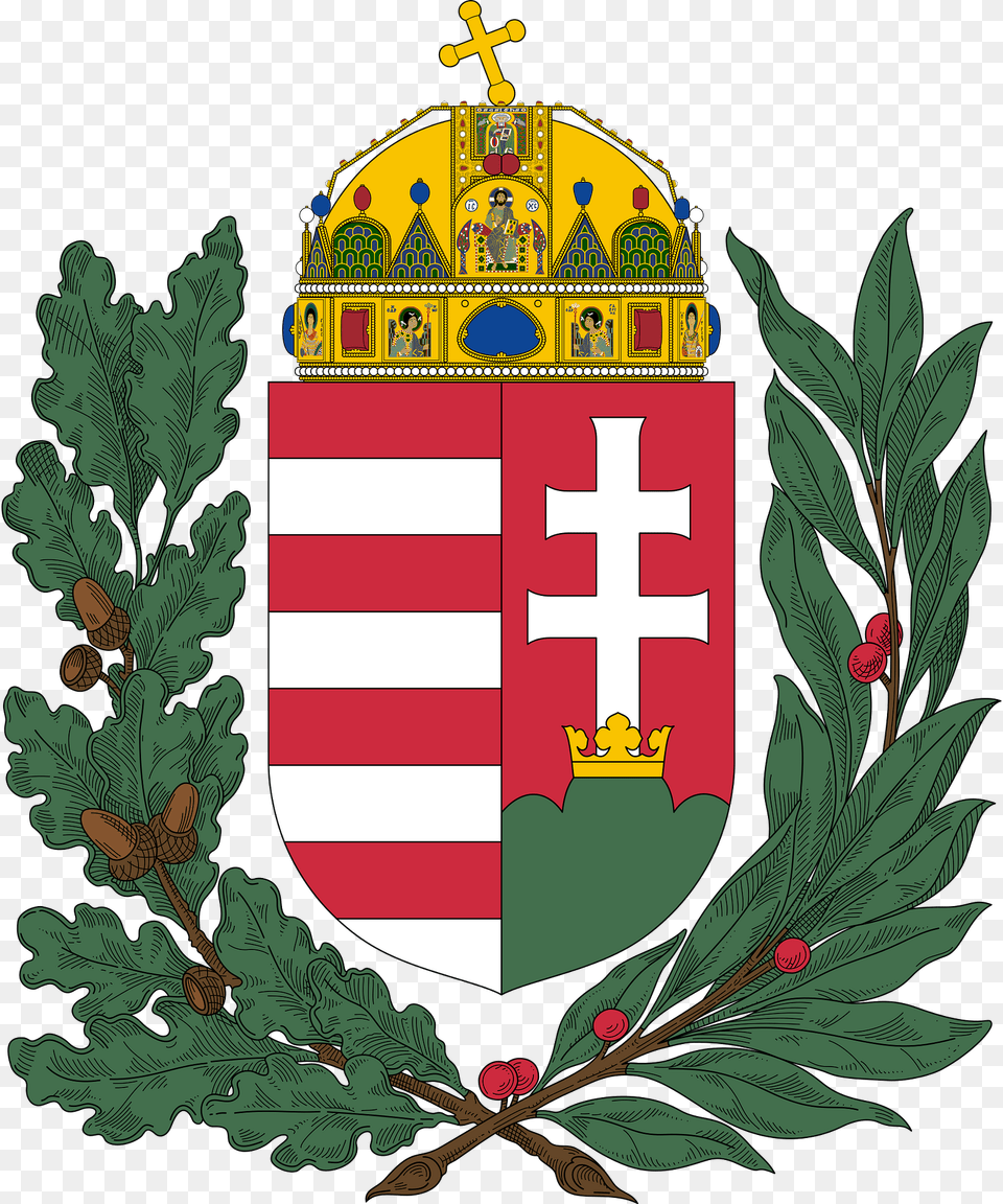Coat Of Arms Of Hungary Oak And Olive Branches Clipart, Person, First Aid Free Png