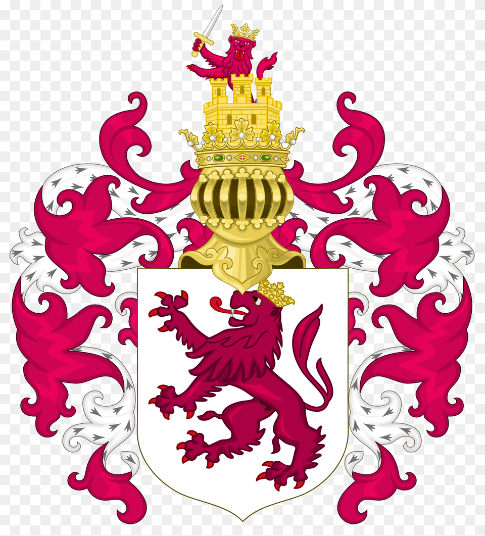 Coat Of Arms Of Leon With The Royal Crest, Emblem, Symbol Free Transparent Png