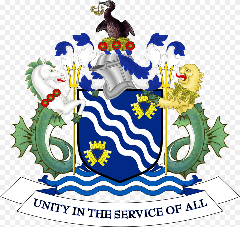 Coat Of Arms Of Merseyside County Council Solihull Coat Of Arms, Emblem, Symbol, Animal, Bird Free Png Download