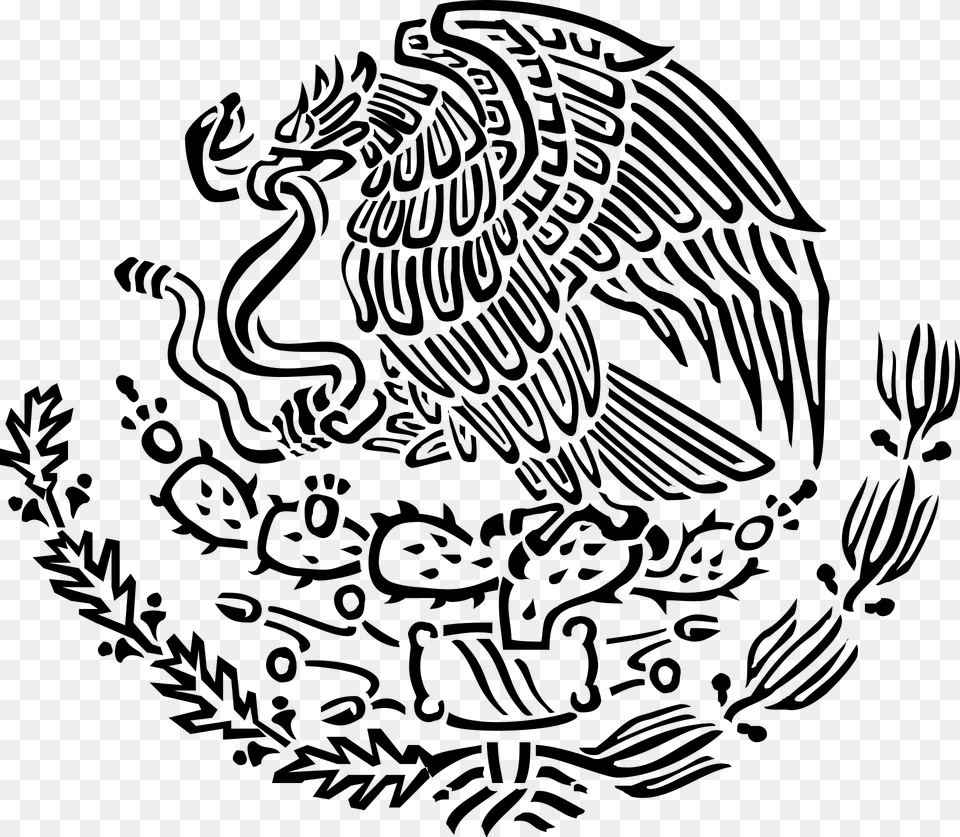 Coat Of Arms Of Mexico Black Linear Clipart, Pattern, Face, Head, Person Png
