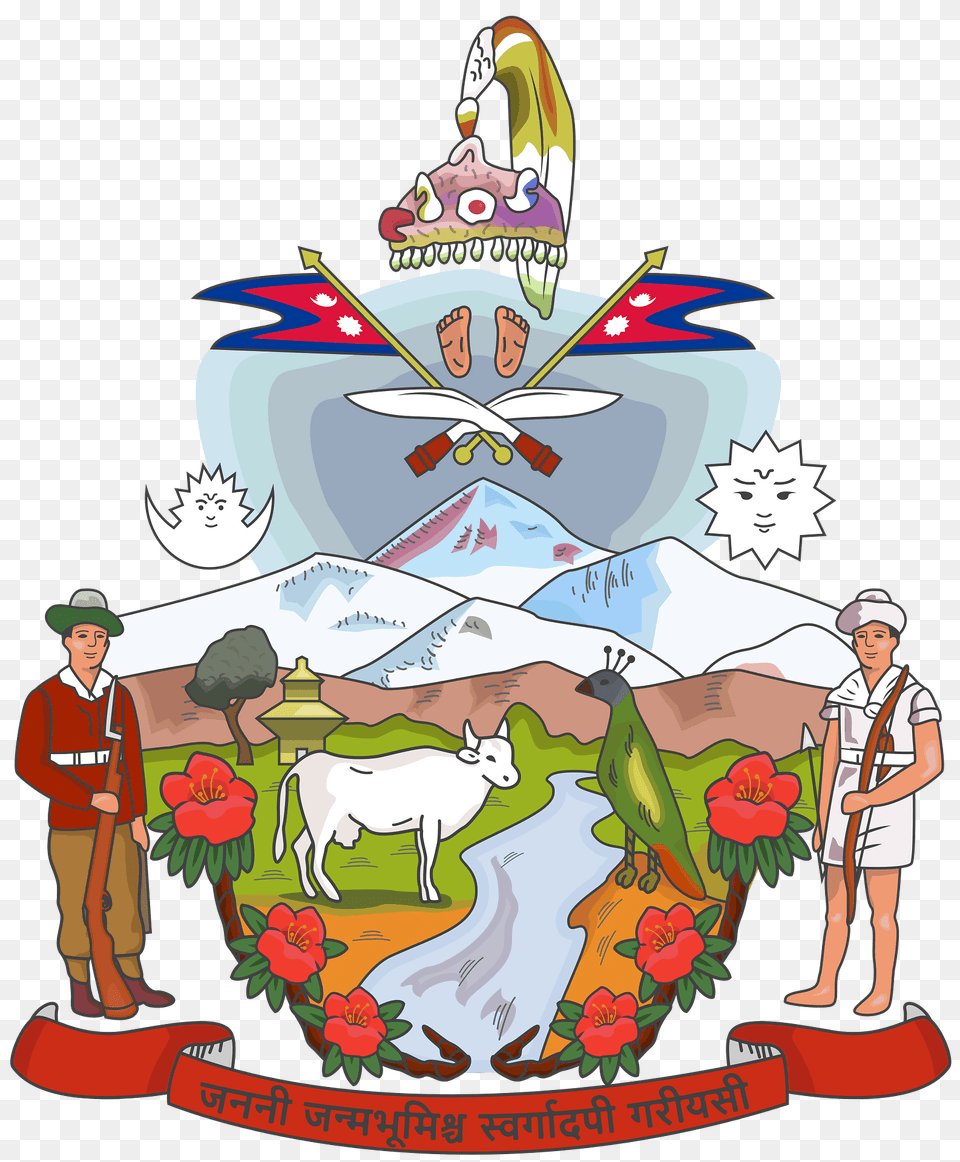 Coat Of Arms Of Nepal Clipart, Publication, Book, Comics, Person Png Image