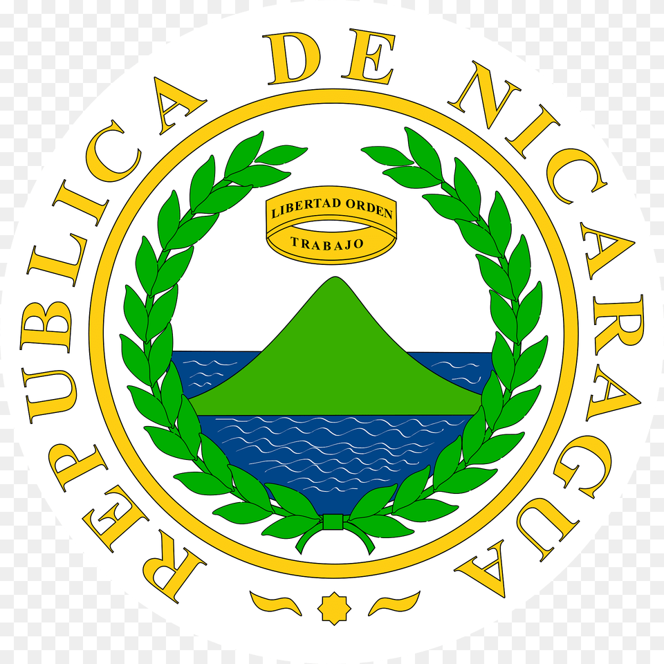 Coat Of Arms Of Nicaragua 1854 Clipart, Logo, Badge, Symbol, Disk Free Transparent Png