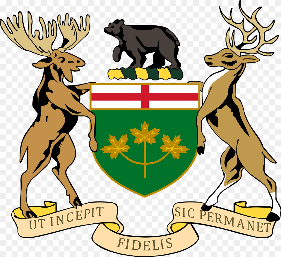 Coat Of Arms Of Ontario Clipart, Person, Emblem, Symbol, Animal Free Png Download