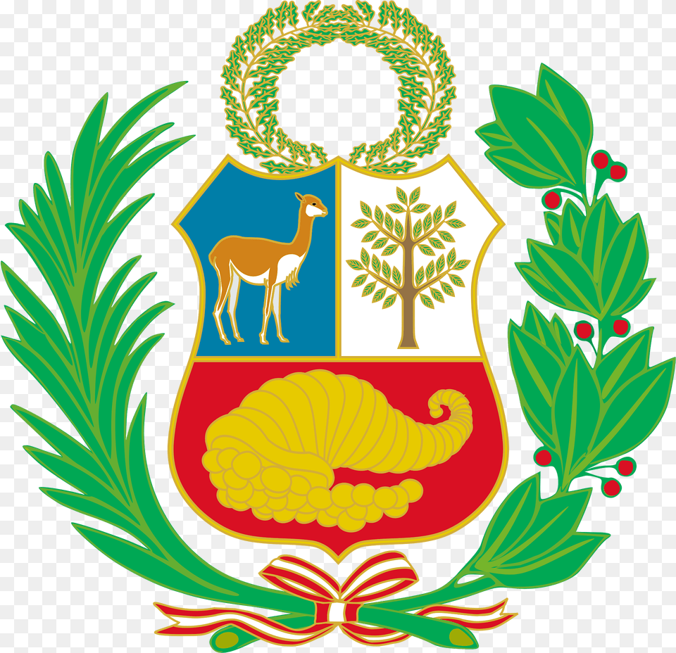 Coat Of Arms Of Peru State Flag Pre 1884 Clipart, Animal, Antelope, Emblem, Mammal Png Image