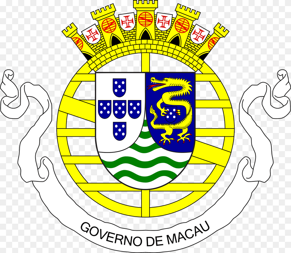 Coat Of Arms Of Portuguese Macau 1976 1999 Clipart, Logo, Emblem, Symbol, Ammunition Png Image