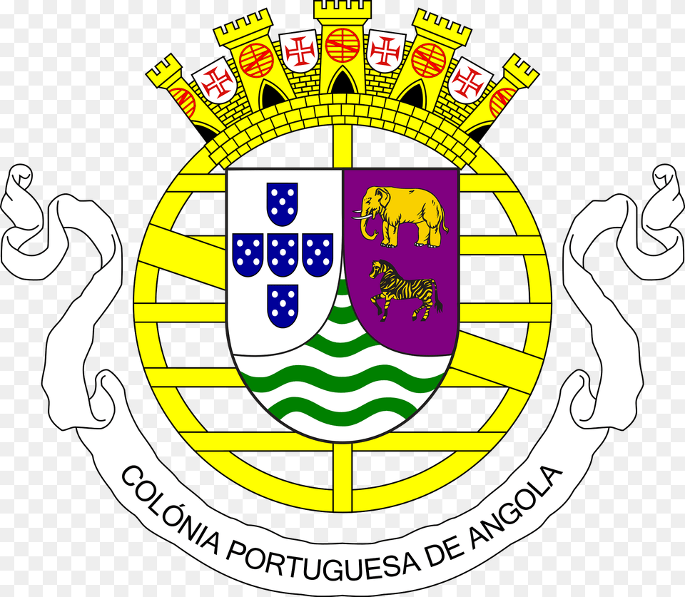Coat Of Arms Of Portuguese West Africa 1935 1951 Clipart, Logo, Animal, Elephant, Mammal Free Transparent Png
