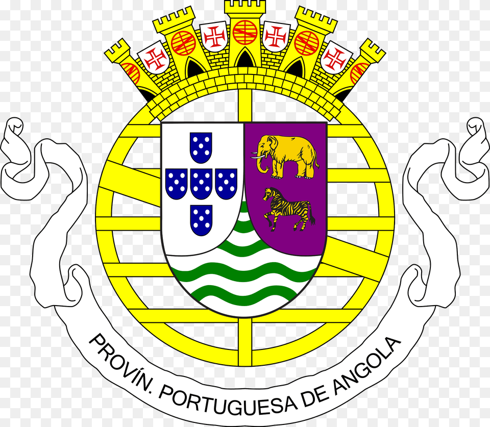 Coat Of Arms Of Portuguese West Africa 1951 1975 Clipart, Logo, Animal, Elephant, Mammal Png