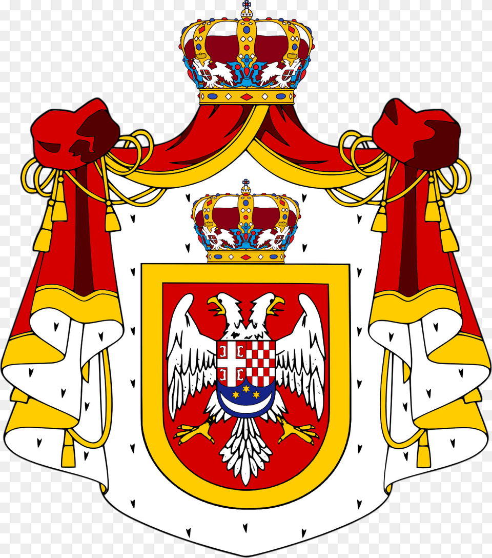 Coat Of Arms Of Prince Paul Of Yugoslavia Karadjordjevic Coat Of Arms, Animal, Bird, Person, Armor Png Image