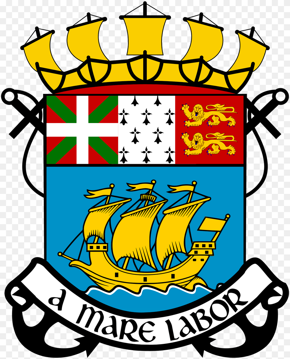 Coat Of Arms Of Saint Pierre And Miquelon Clipart, Emblem, Symbol, Bulldozer, Dynamite Free Transparent Png