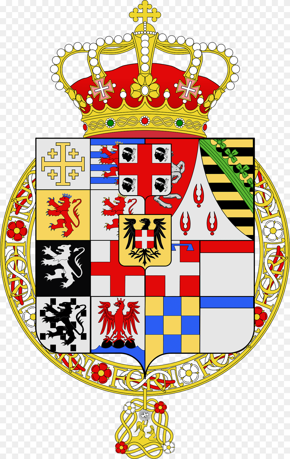 Coat Of Arms Of The Kingdom Of Sardinia 1831 1848 Clipart, Person, Emblem, Symbol, Armor Png Image