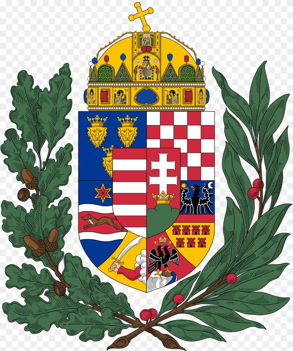 Coat Of Arms Of The Lands Of The Holy Hungarian Crown Kingdom Of Hungary Coat Of Arms, Emblem, Symbol, Person, Armor Png