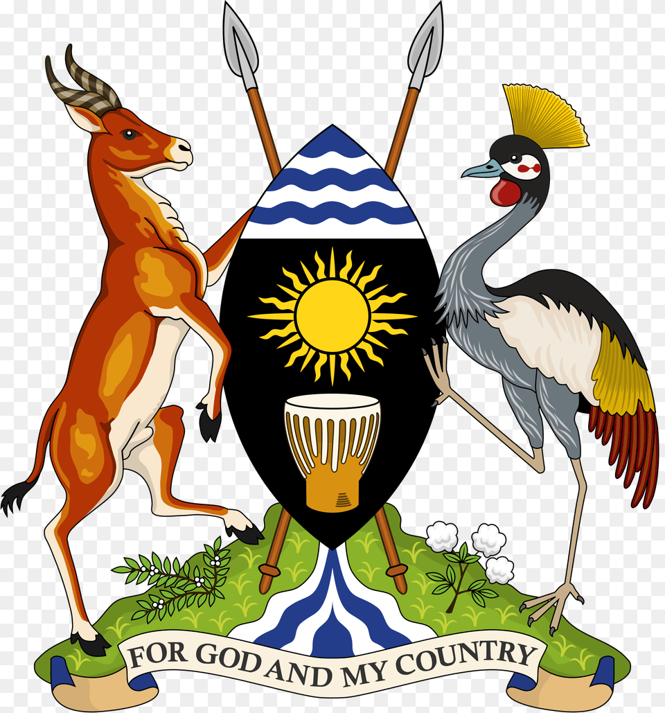 Coat Of Arms Of The Republic Of Uganda African Animals Birds, Animal, Bird, Deer, Mammal Free Png