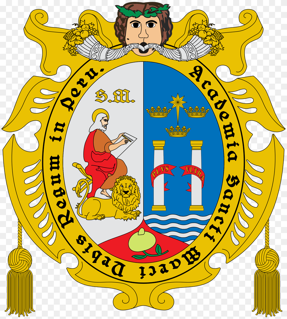 Coat Of Arms Of The University Of San Marcos, Badge, Logo, Symbol, Person Png Image