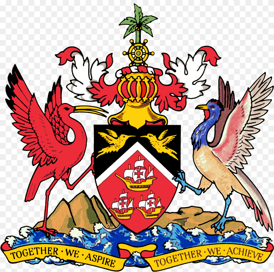 Coat Of Arms Of Trinidad And Tobago National Emblems Of Trinidad And Tobago, Emblem, Symbol, Animal, Bird Png