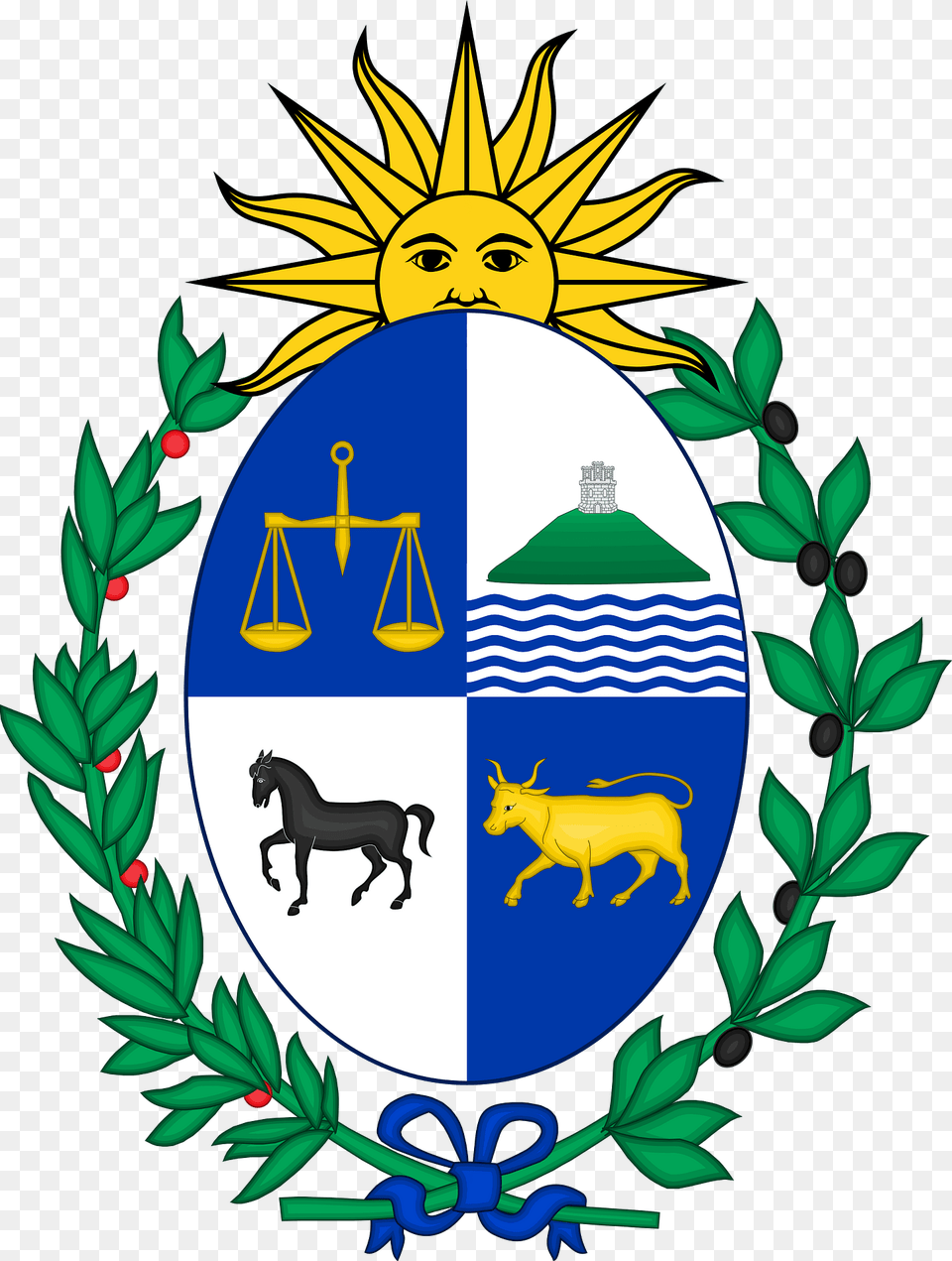 Coat Of Arms Of Uruguay Sun Of May Variant Clipart, Animal, Emblem, Horse, Mammal Free Transparent Png