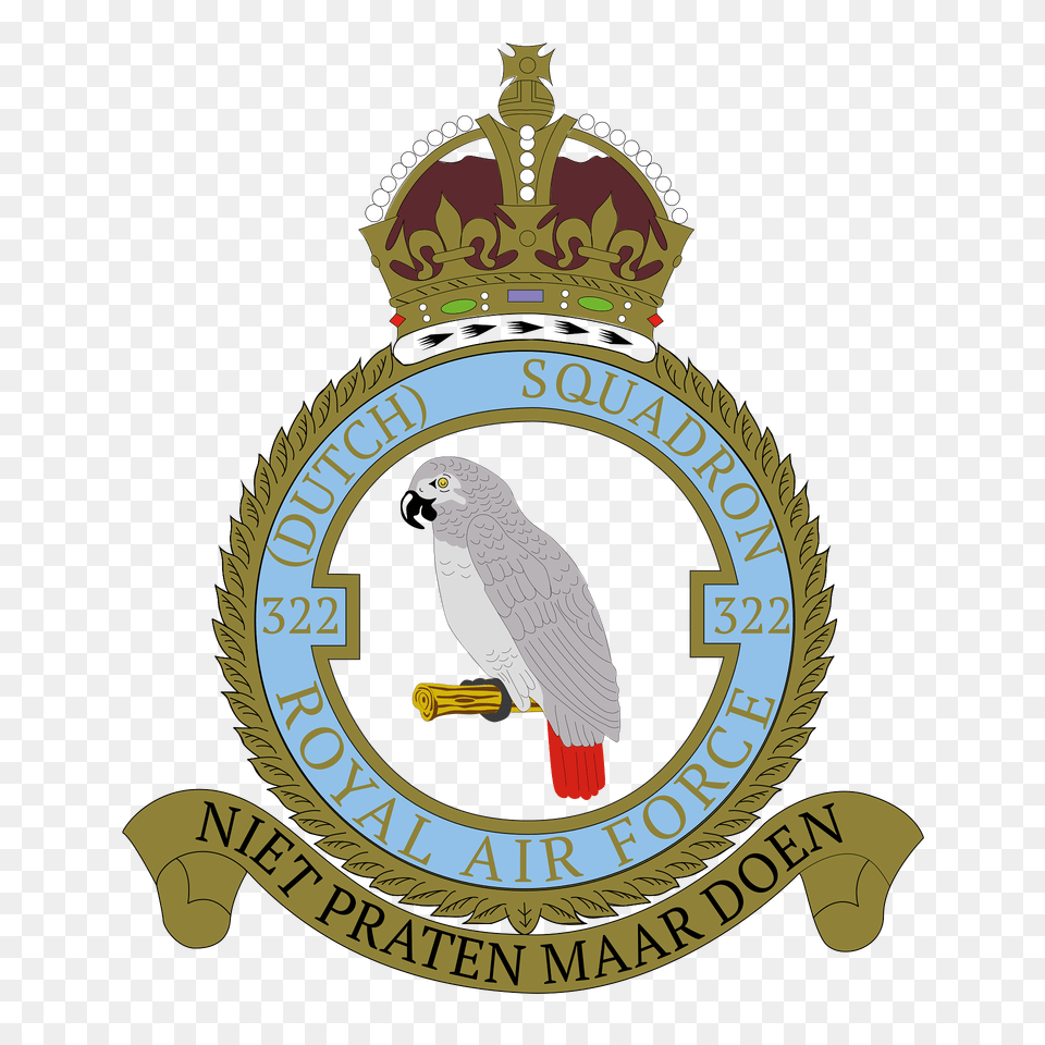 Coat Of Arms Royal Netherlands Air Force 322 Squadron Clipart, Badge, Logo, Symbol, Animal Free Transparent Png
