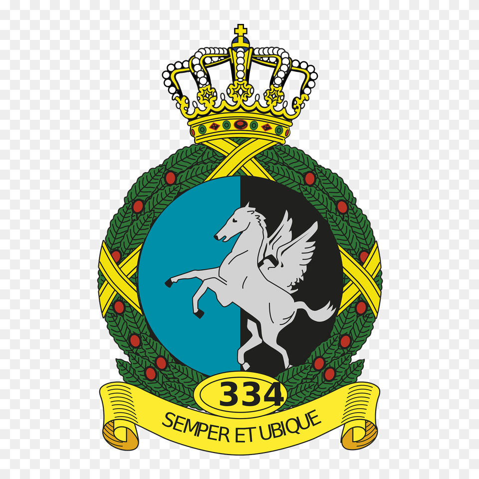 Coat Of Arms Royal Netherlands Air Force 334 Squadron Clipart, Symbol, Badge, Logo, Accessories Png