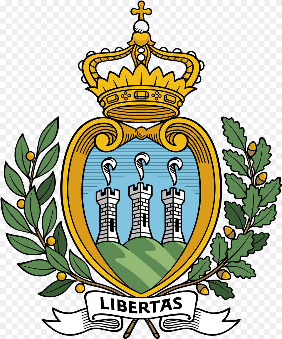 Coat Of Arms San Marino San Marino Emblem, Symbol, Badge, Logo Free Transparent Png