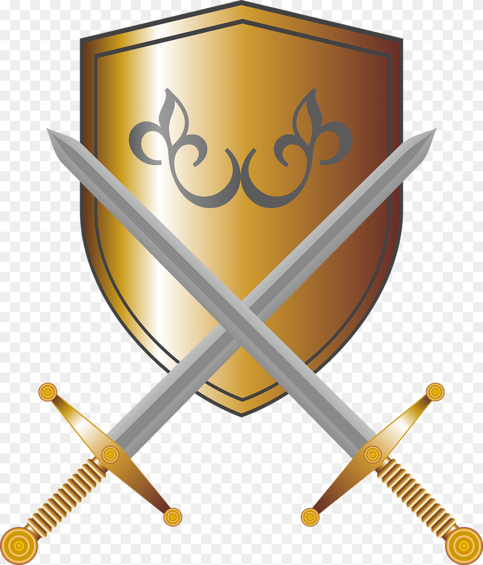 Coat Of Arms Shield Swords Knight Fantasy Medieval Box Frame, Sword, Weapon, Armor, Blade Png Image