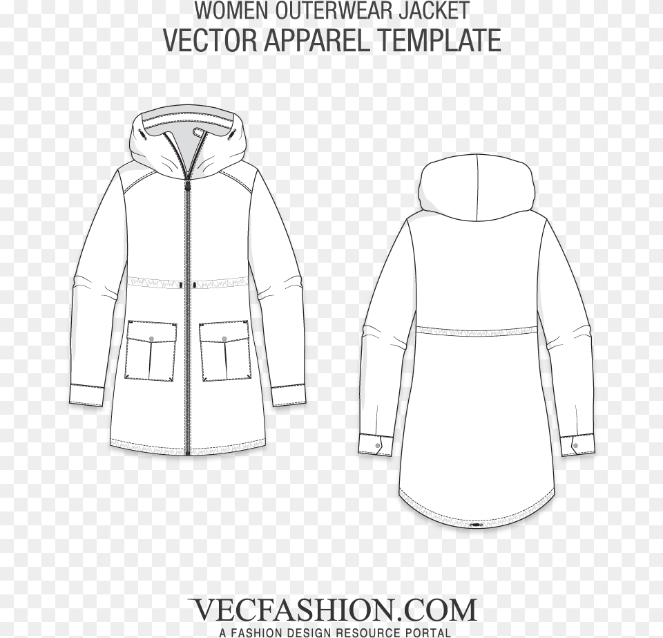 Coats Jackets Vecfashion Women Outerwear Template Line Art, Clothing, Coat, Hood, Jacket Png