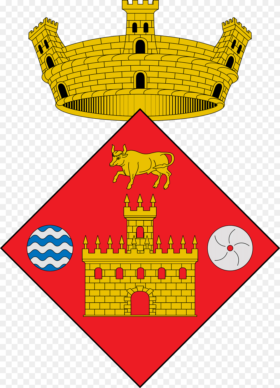 Coats Of Arms Of Palau Sator Clipart, Symbol, Badge, Logo, Bulldozer Free Png