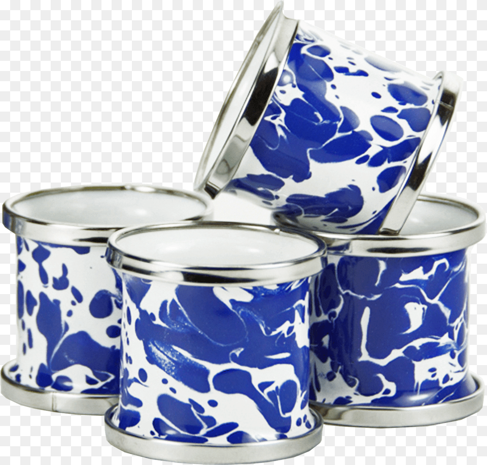 Cobalt Blue Swirl Napkin Rings Cup, Art, Porcelain, Pottery, Beverage Png Image