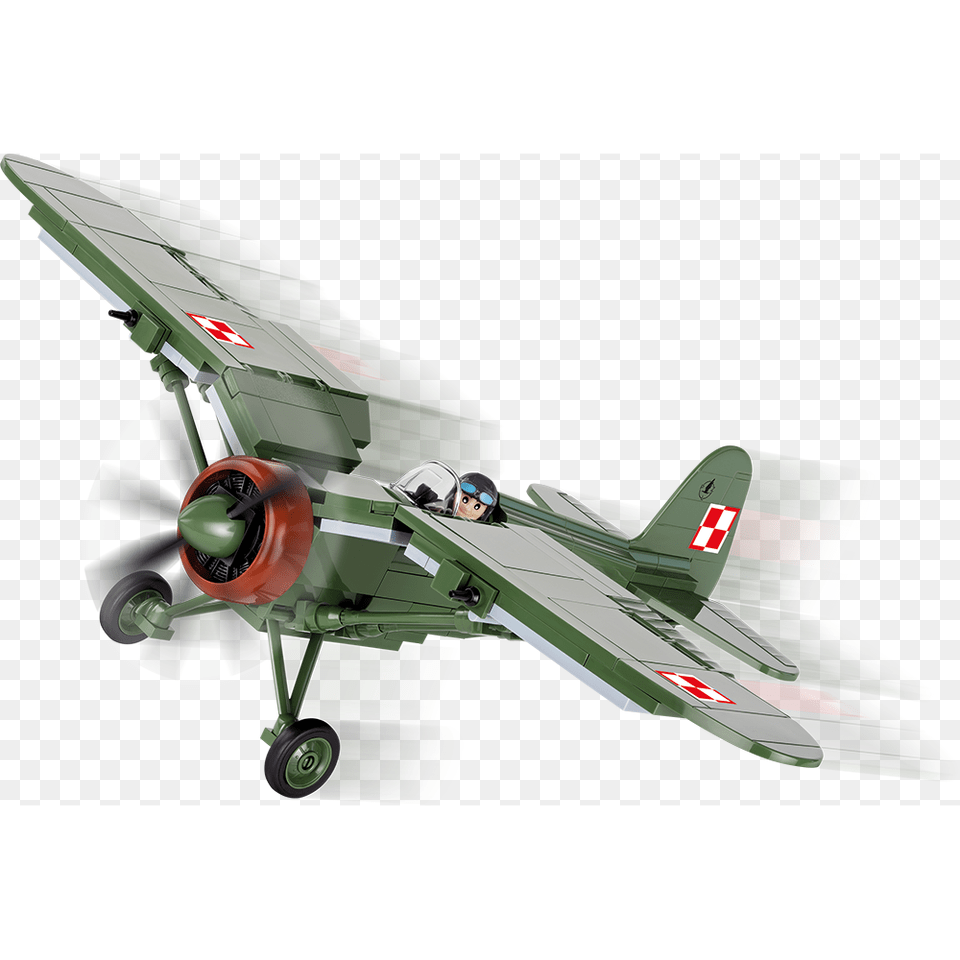 Cobi Minifig World War Ii Polish Fighter Plane Pzl Pzl P 11 Cobi, Aircraft, Airplane, Transportation, Vehicle Png