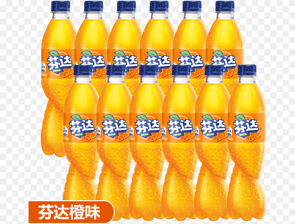 Coca Cola Fanta Orange Sauce 500ml12 Bottle Fruity Orange Soft Drink, Beverage, Juice, Orange Juice Free Png