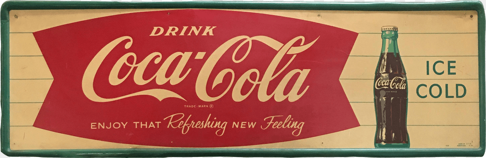 Coca Cola Fishtail Metal Tin Sign For Sale Logo Coca Cola Vintage, Beverage, Coke, Soda, Advertisement Free Png Download