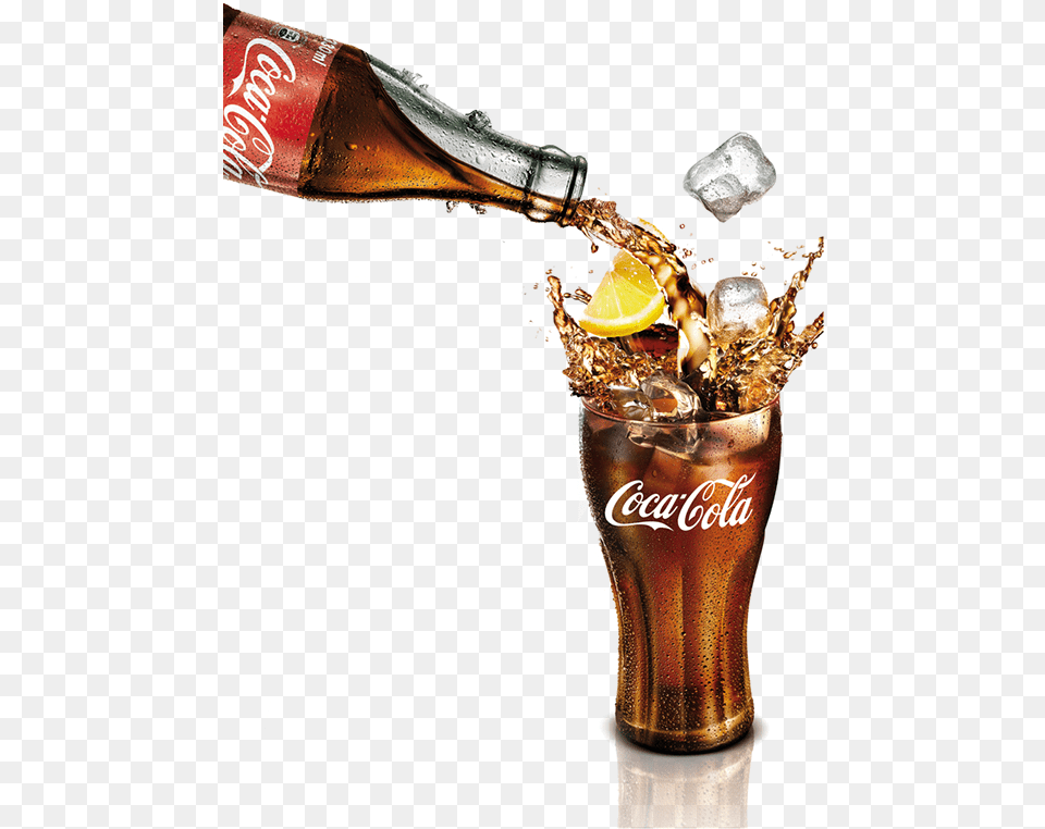 Coca Cola Ice Lemon, Beverage, Coke, Soda, Glass Free Png Download