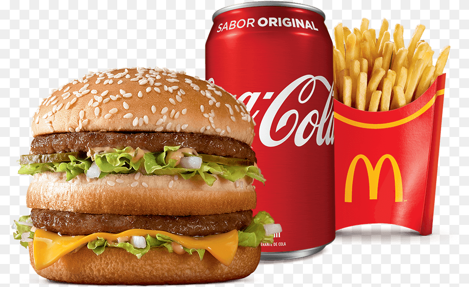 Coca Cola Image Mcdonalds Big Mac Combo, Burger, Food, Can, Tin Free Transparent Png