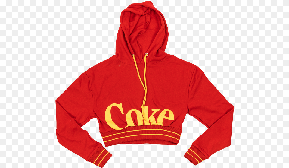 Coca Cola Mad Engine Womenu0027s Crop Drawstring Hoodie Solid, Clothing, Hood, Knitwear, Sweater Free Png