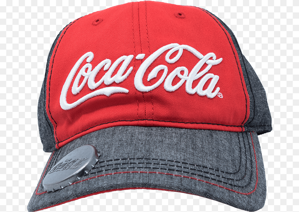 Coca Cola Script Denim Baseball Cap With Bottle Opener Baseball Cap, Baseball Cap, Clothing, Hat Free Png