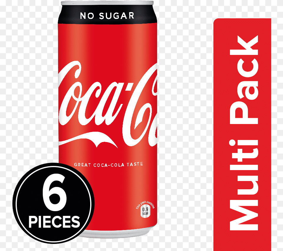 Coca Cola Zero No Sugar 300 Ml Pack Of 6, Beverage, Coke, Soda, Can Free Png