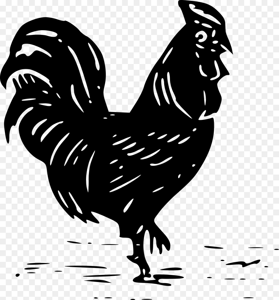 Cochin Chicken Rooster Silhouette Clip Art Black And White Rooster Clipart With Transparent Background, Gray Free Png Download